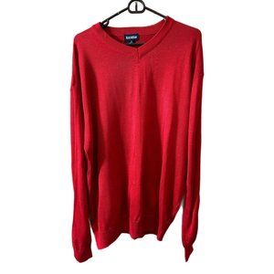 Blue Ocean Mens Size XL Red V-Neck Sweater NEW
